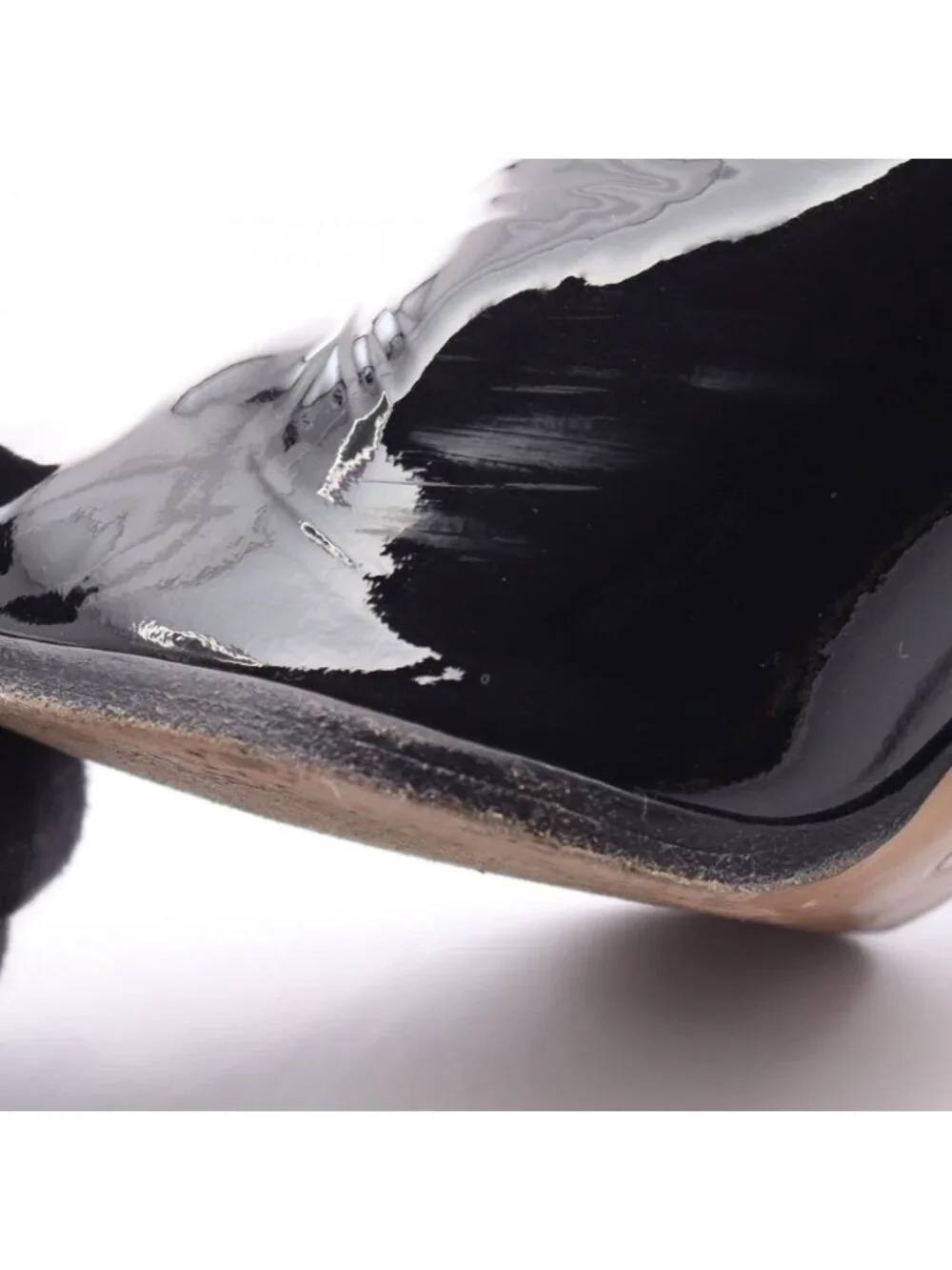 Chanel Boots CC Logo Black Patent Leather